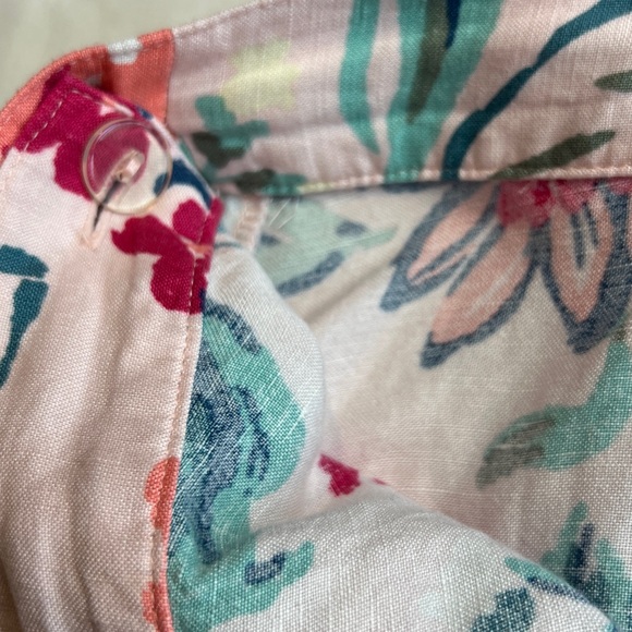 LOFT Linen Blend Floral Print Midi Wrap Spring Flowy Pink & Blue Skirt SZ 6 - Picture 6 of 8